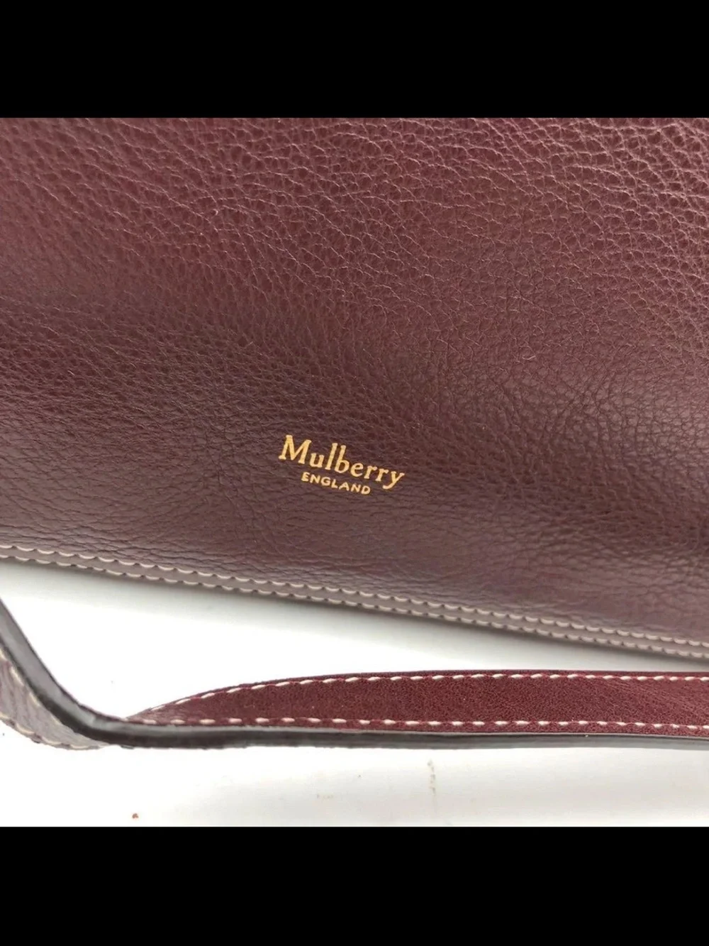 Mulberry Men's Leather Tote Bag in Burgundy with Gold Hardware